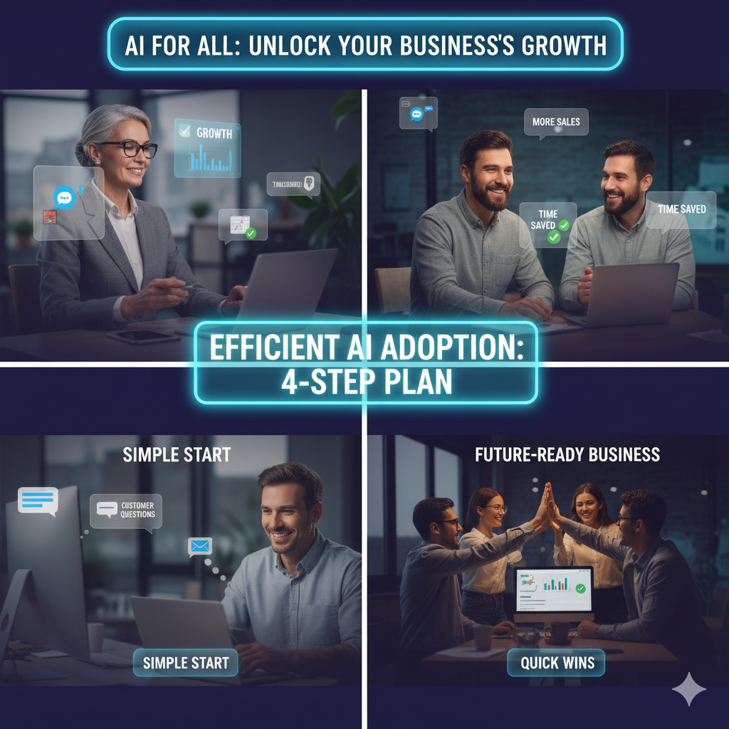 This visual emphasizes automating frequent communication tasks for immediate time savings in small businesses.